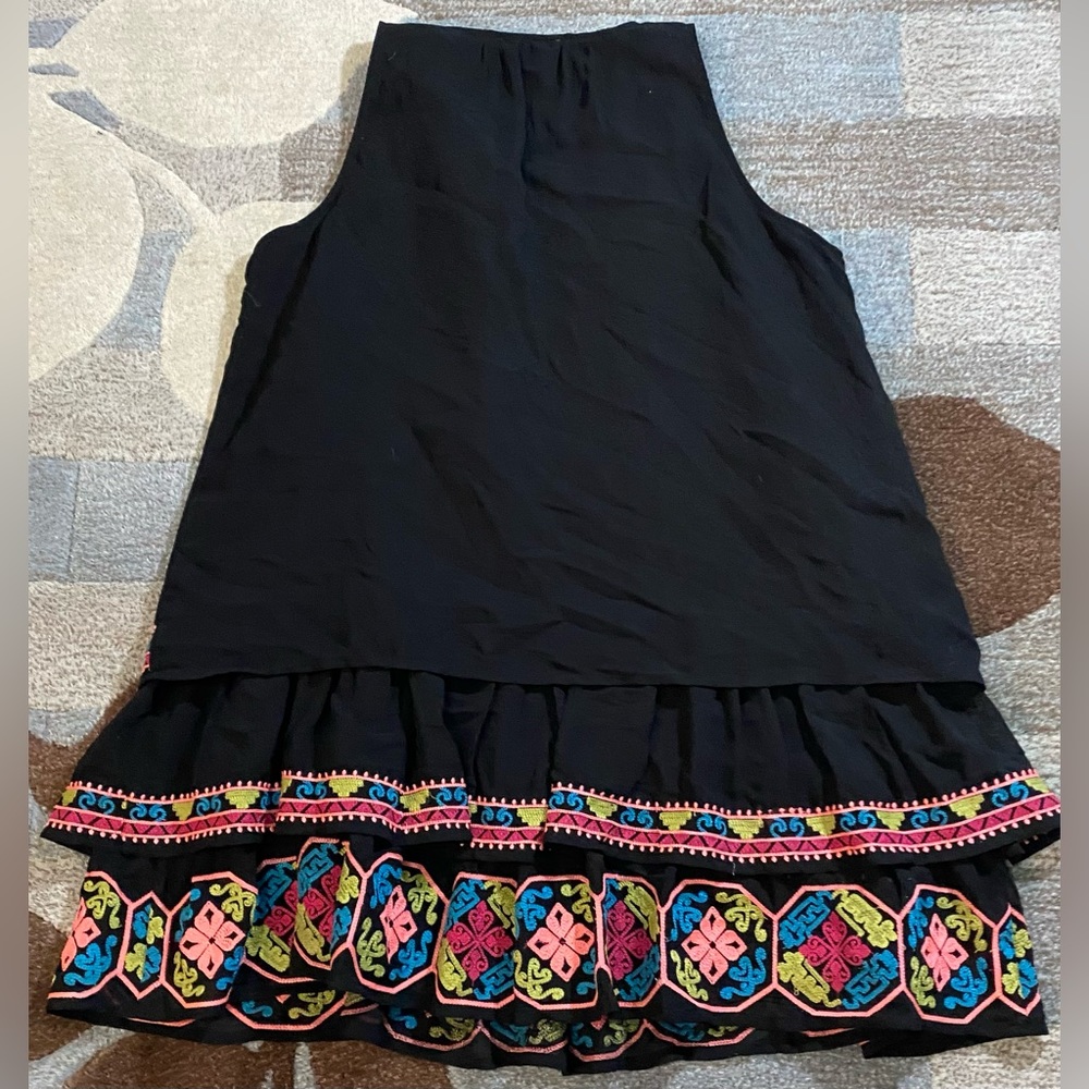 Gianni Bini Sol Ember Tiered Embroidered Sleeveless Mini Dress Big Tassels Ties - Picture 4 of 5